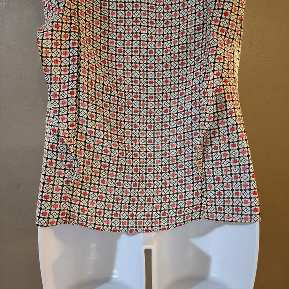 Worthington Womens Top Size S Pullover Keyhole Flutter Sleeve Front Geometric - Picture 10 of 10